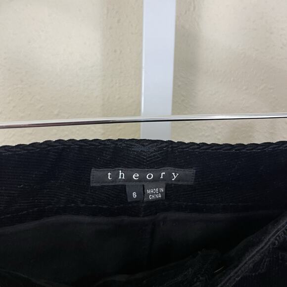 Theory Kamilka Reactive Corduroy Straight Leg Pants Womens Size 6 Black - Picture 3 of 4